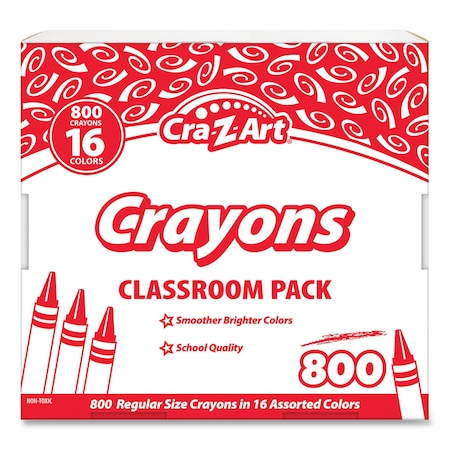 Cra-Z-Art Crayons, 16 Assorted Colors, PK800 74004